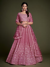 Onion Pink Heavy Georgette Embroidery with Sequins Work Lehenga